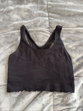 Women's Black Ribbed Tank Crop Top